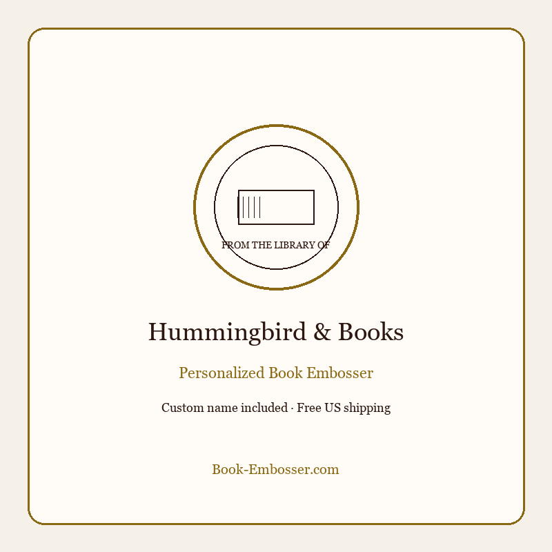 Hummingbird and books personalized embosser
