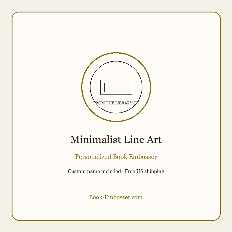 Minimalist line art personalized book embosser