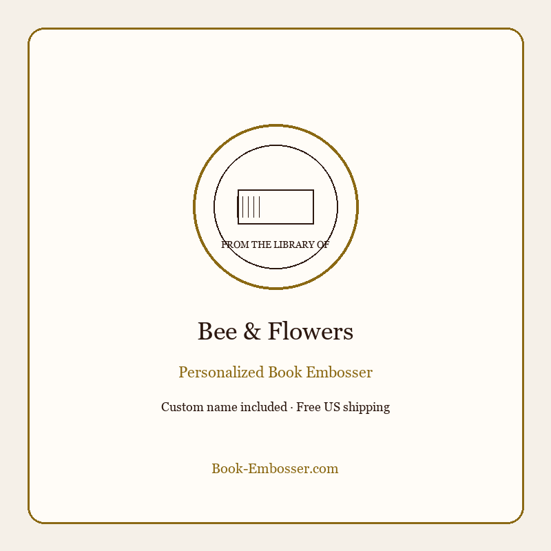 Bee and flowers personalized book embosser