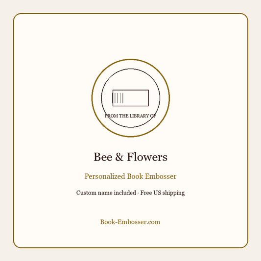 Bee and flowers personalized book embosser