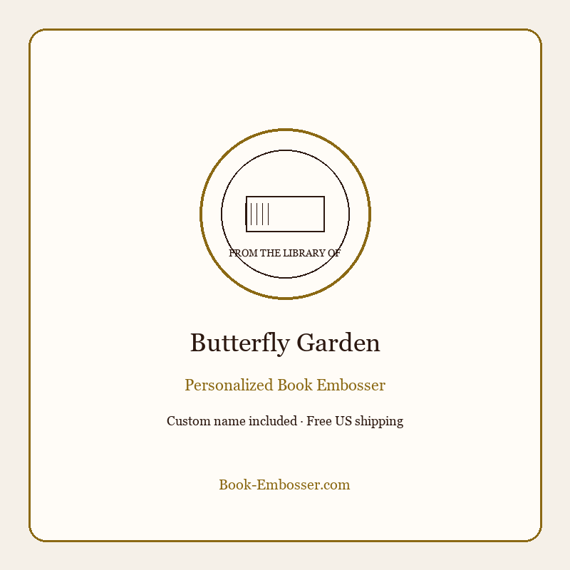 Butterfly garden personalized book embosser