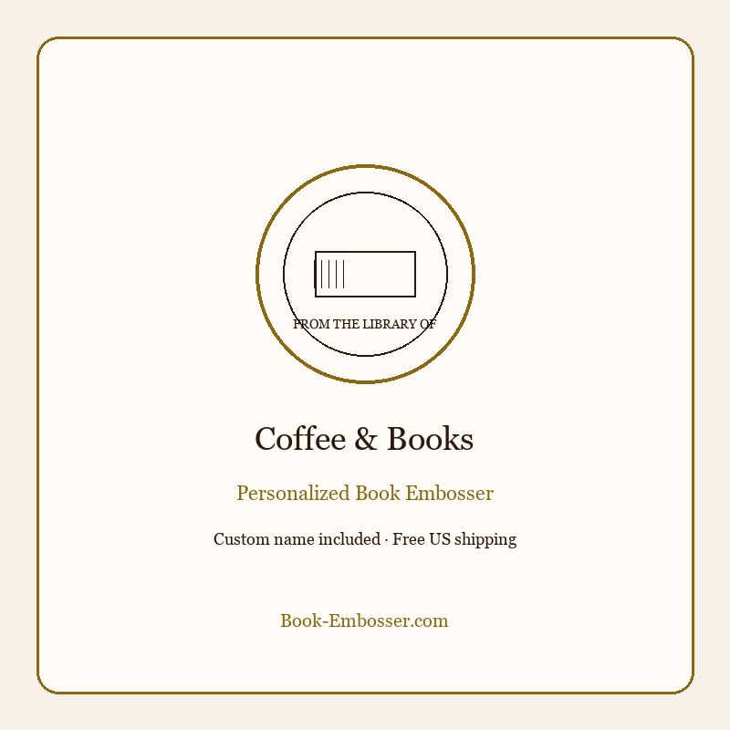 Coffee and books personalized book embosser