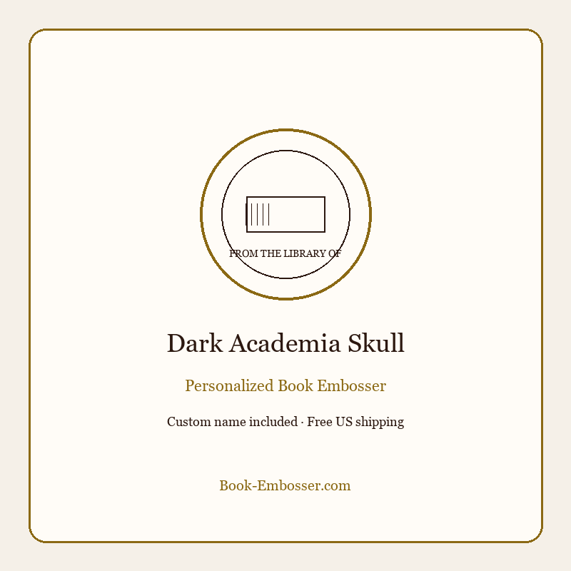 Dark academia skull book embosser personalized