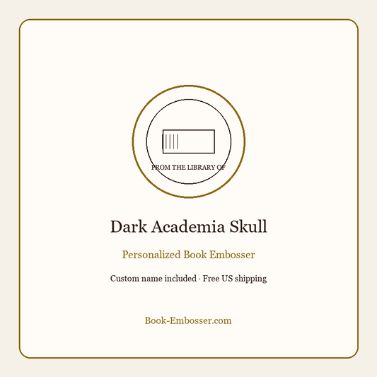 Dark academia skull book embosser personalized