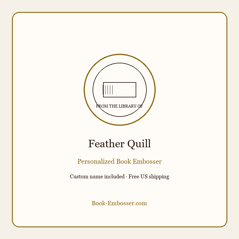 Feather quill personalized book embosser