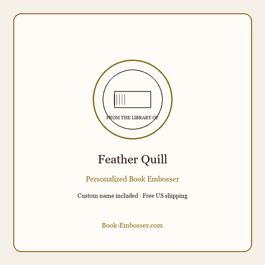 Feather quill personalized book embosser