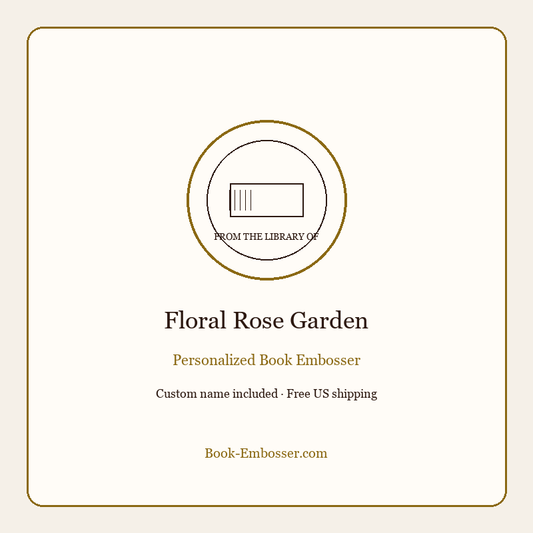 Floral rose garden personalized book embosser gift