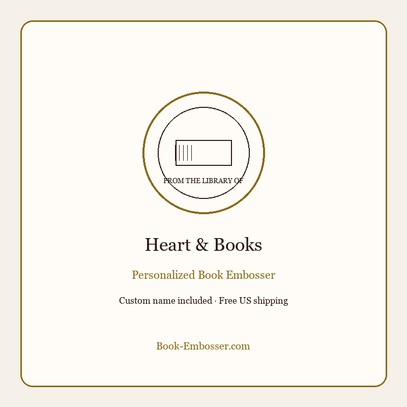 Heart and books personalized book embosser