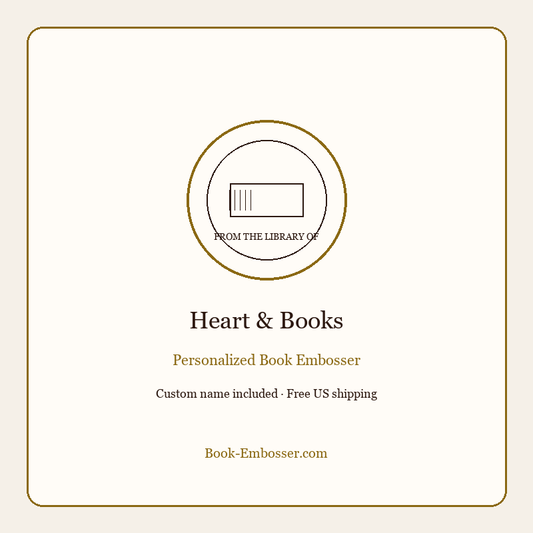 Heart and books personalized book embosser