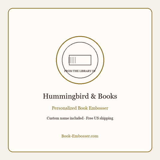 Hummingbird and books personalized embosser