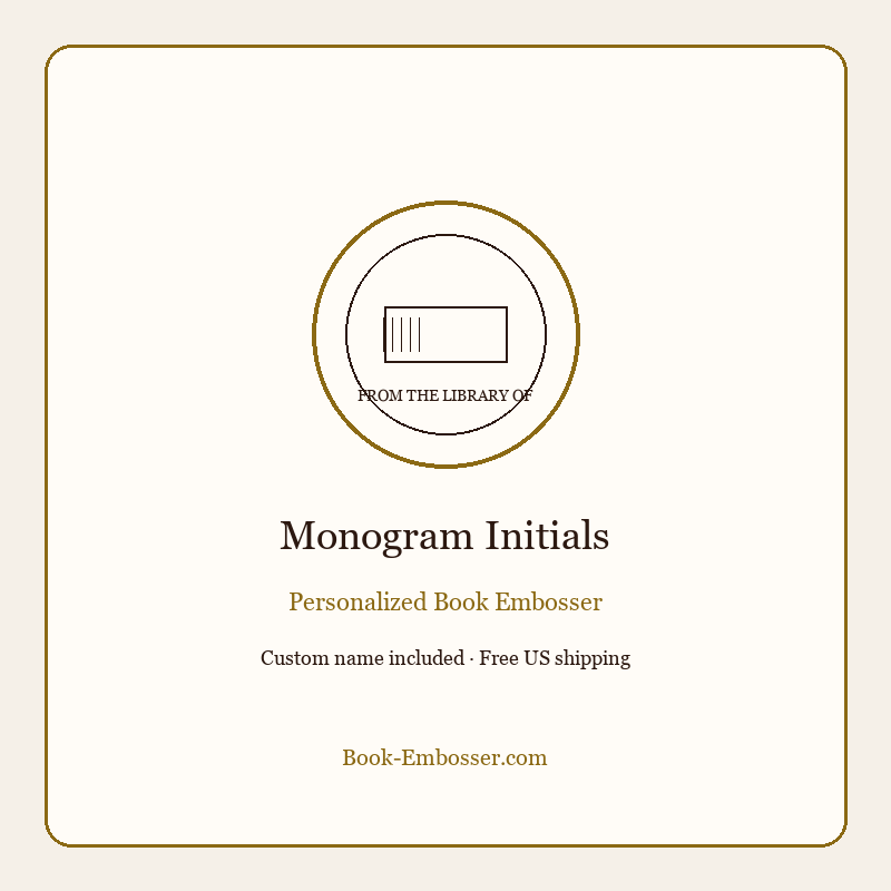 Monogram initials personalized book embosser
