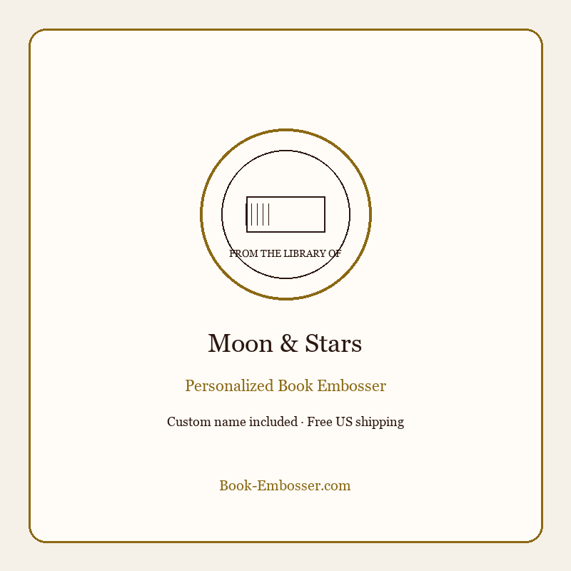 Moon and stars book embosser personalized gift