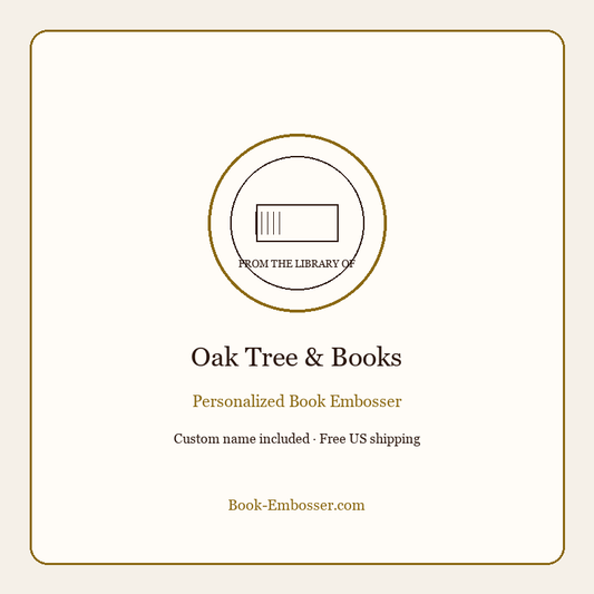 Oak tree and books personalized embosser