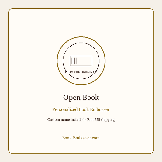 Open book minimalist personalized embosser