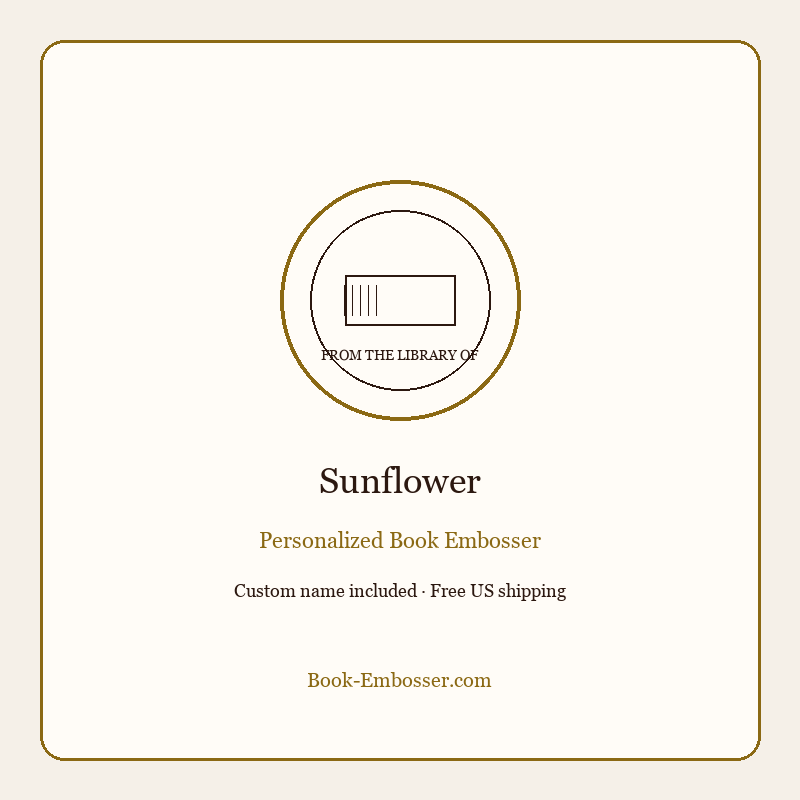Sunflower personalized book embosser gift