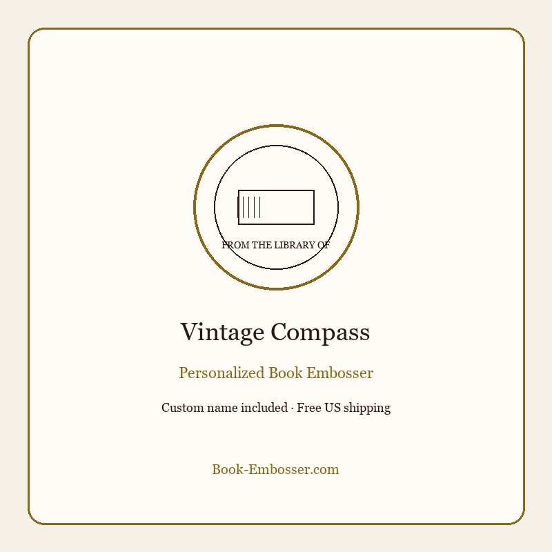 Vintage compass personalized book embosser